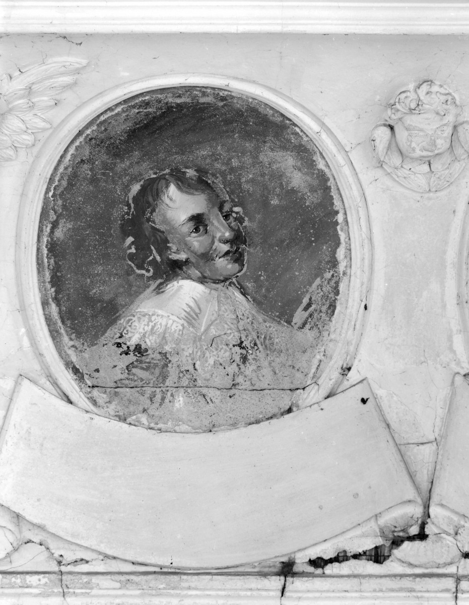 pałac - wnętrze: portret Nostitza w fasecie sali balowej, skan 1