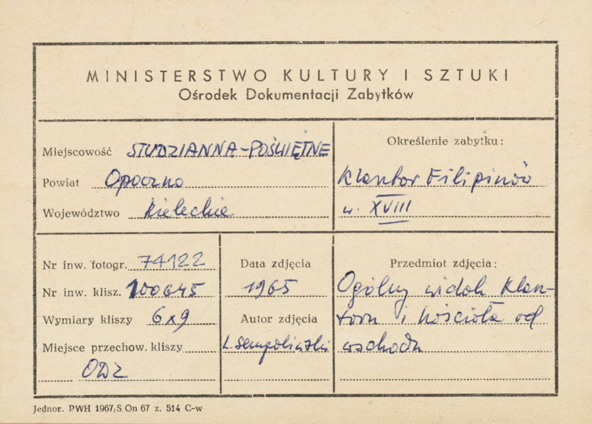 Zespół klasztorny Filipinów - widok ogólny od strony wsch. - metryczka, skan 1