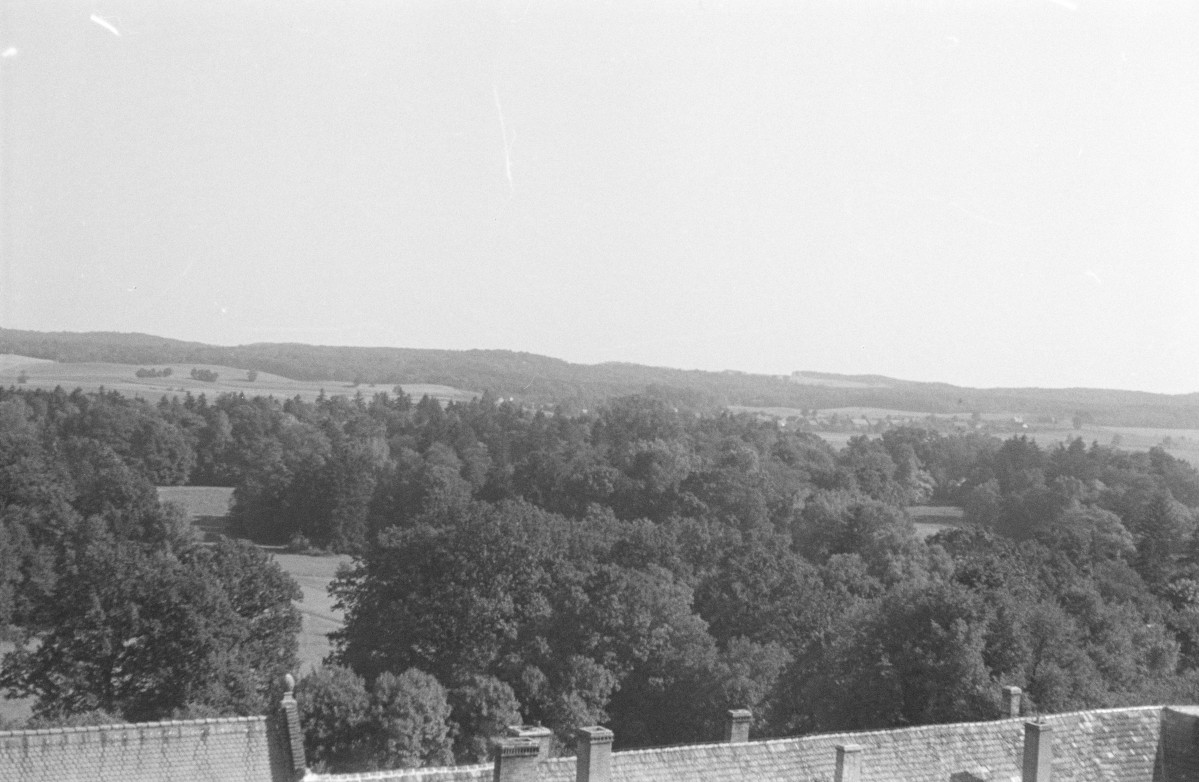 opactwo Cystersów - panorama parku krajobrazowego - widok z wiezy kościelnej, skan 1