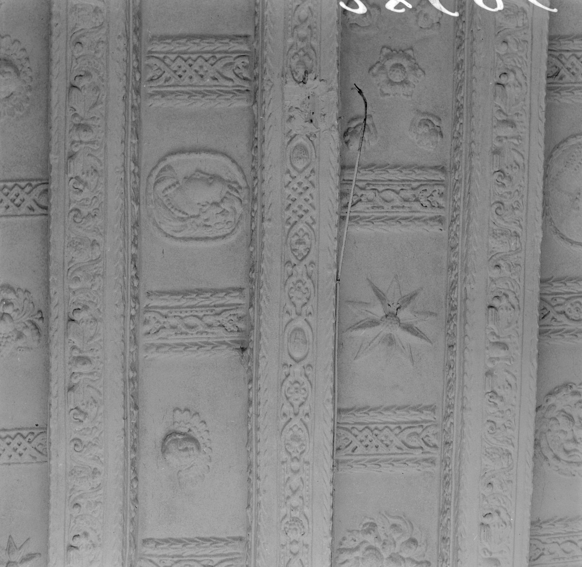 zespół pałacowo - folwarczny - pałac /zamek/ von Kottwitzów - wnętrze - parter /Sala Balowa/ - sala - strop - fragment, skan 1
