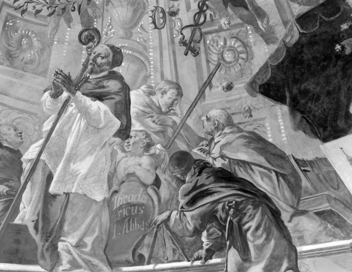 mauzoleum Piastów Świdnickich przy kościele pw. Wniebowzięcia Najświętszej Marii Panny - wnętrze - fragment polichromii kopuły, skan 1