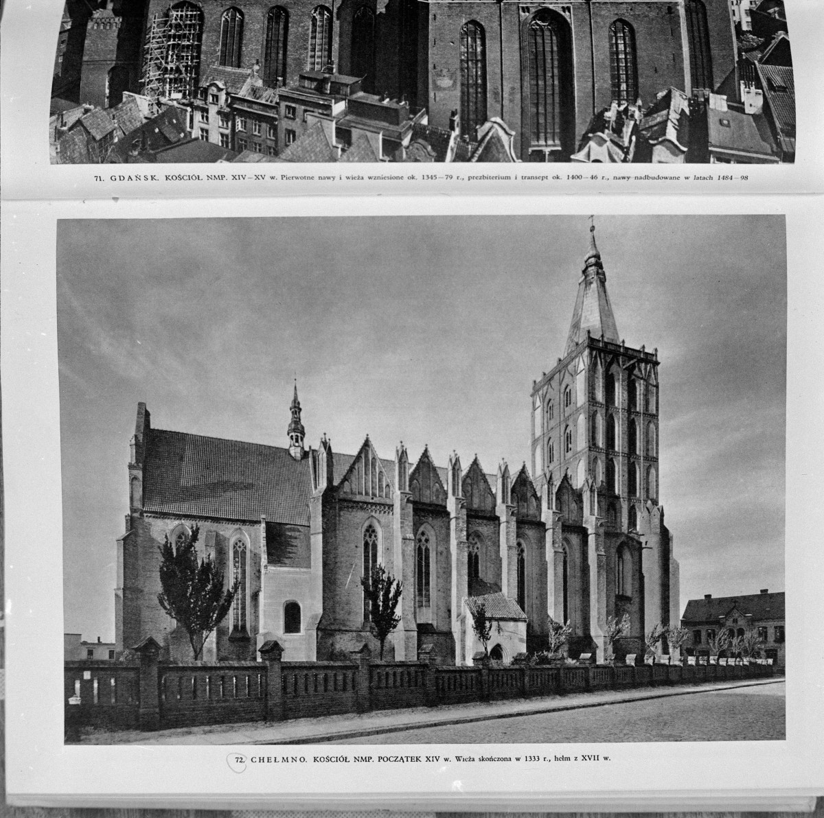 żródło: J. Zachwatowicz, Architektura Polska do połowy XIX w. 1956, Archit. i Bud. - kościół farny pw. Wniebowzięcia Najświętszej Marii Panny - elewacja boczna, skan 1