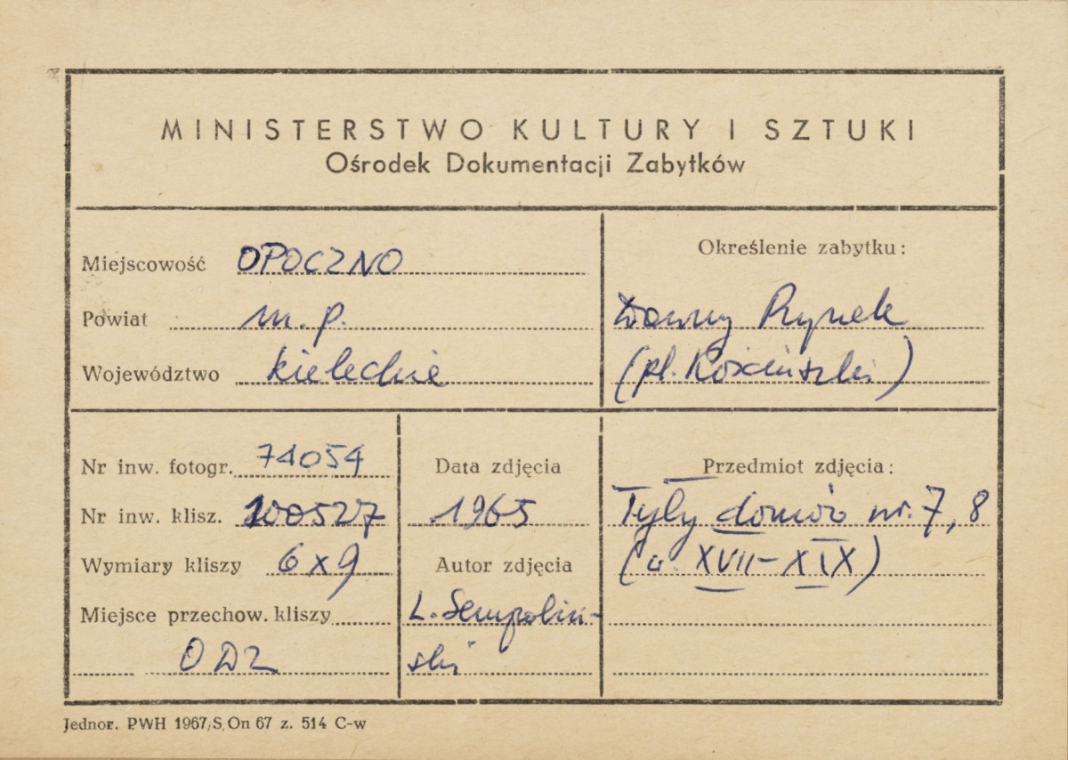 Miasto - rynek, widok elewacji tylnych kamienic nr 7 i 8 - metryczka

 , skan 1