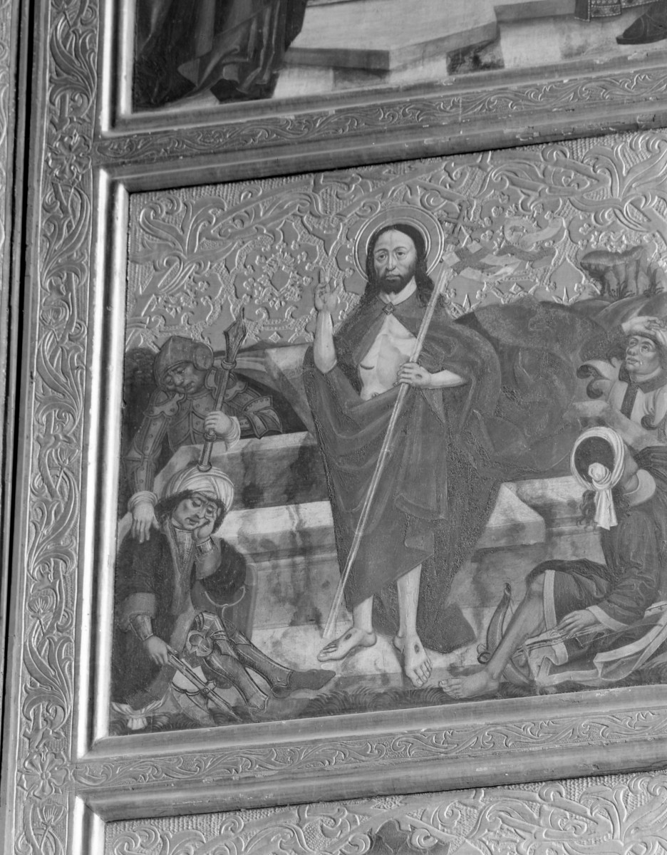 katedra św. Stanisława i św. Wacława - wnętrze, ołtarz (poliptyk), scena "Zmartwychwstanie" , skan 1
