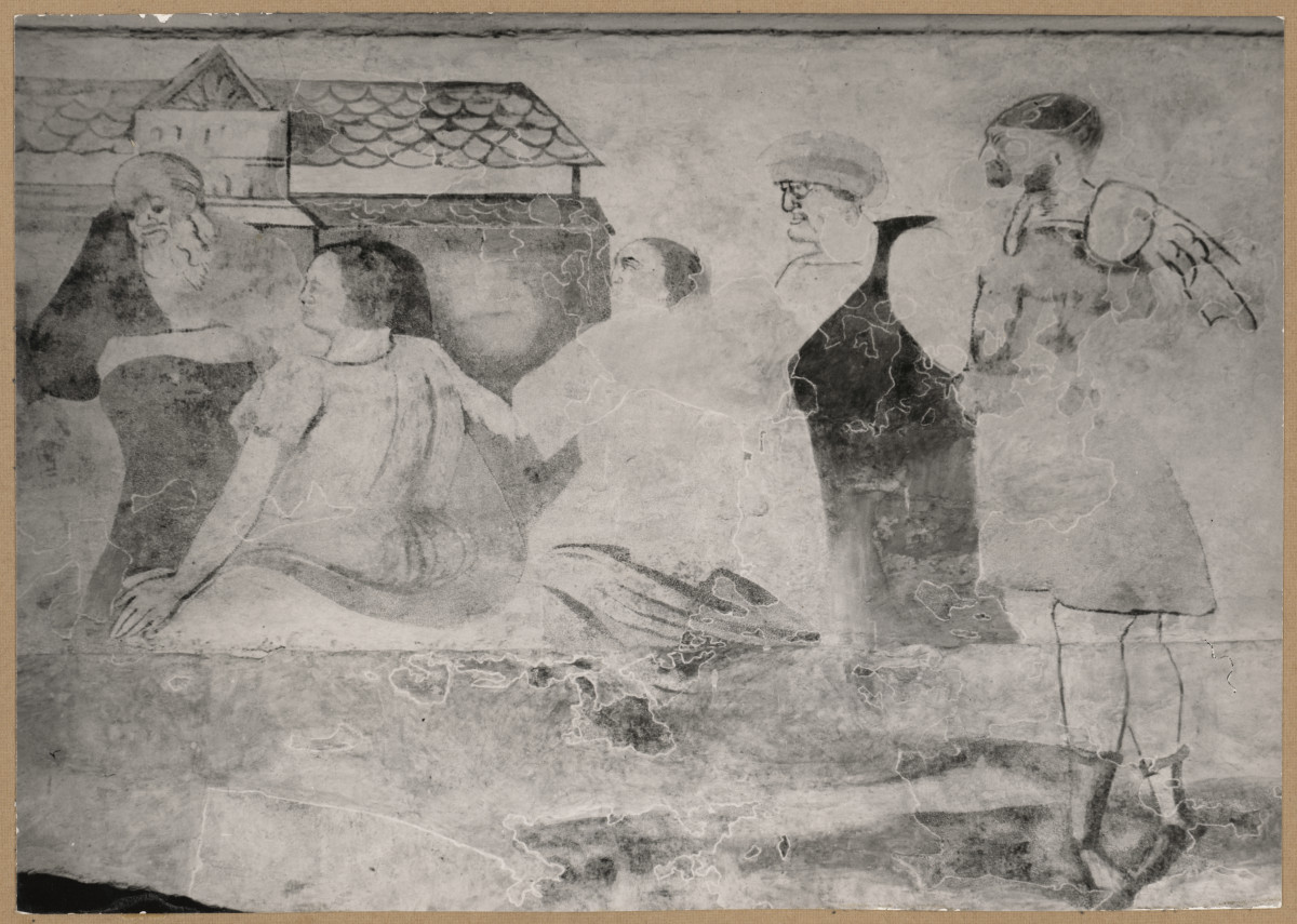 Zespół klasztorny - kościół, wnętrze, fragment malowideł ściennych , skan 1