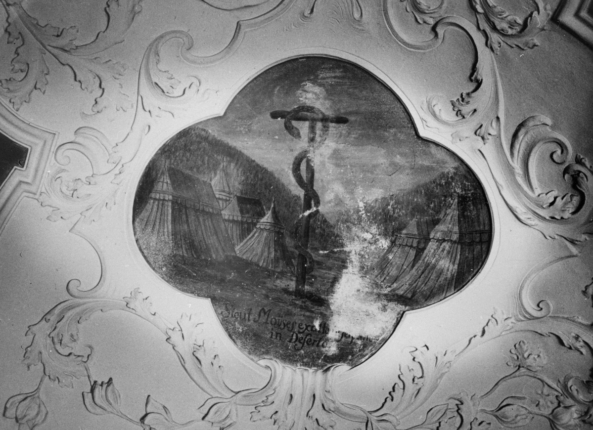 Zakład Narodowy im. Ossolińskich /Biblioteka im. Ossolińskich, Ossolineum/ - wnętrze - Sala Pod Kopułą - malowidło ścienne ze sceną starotestamentową, skan 1