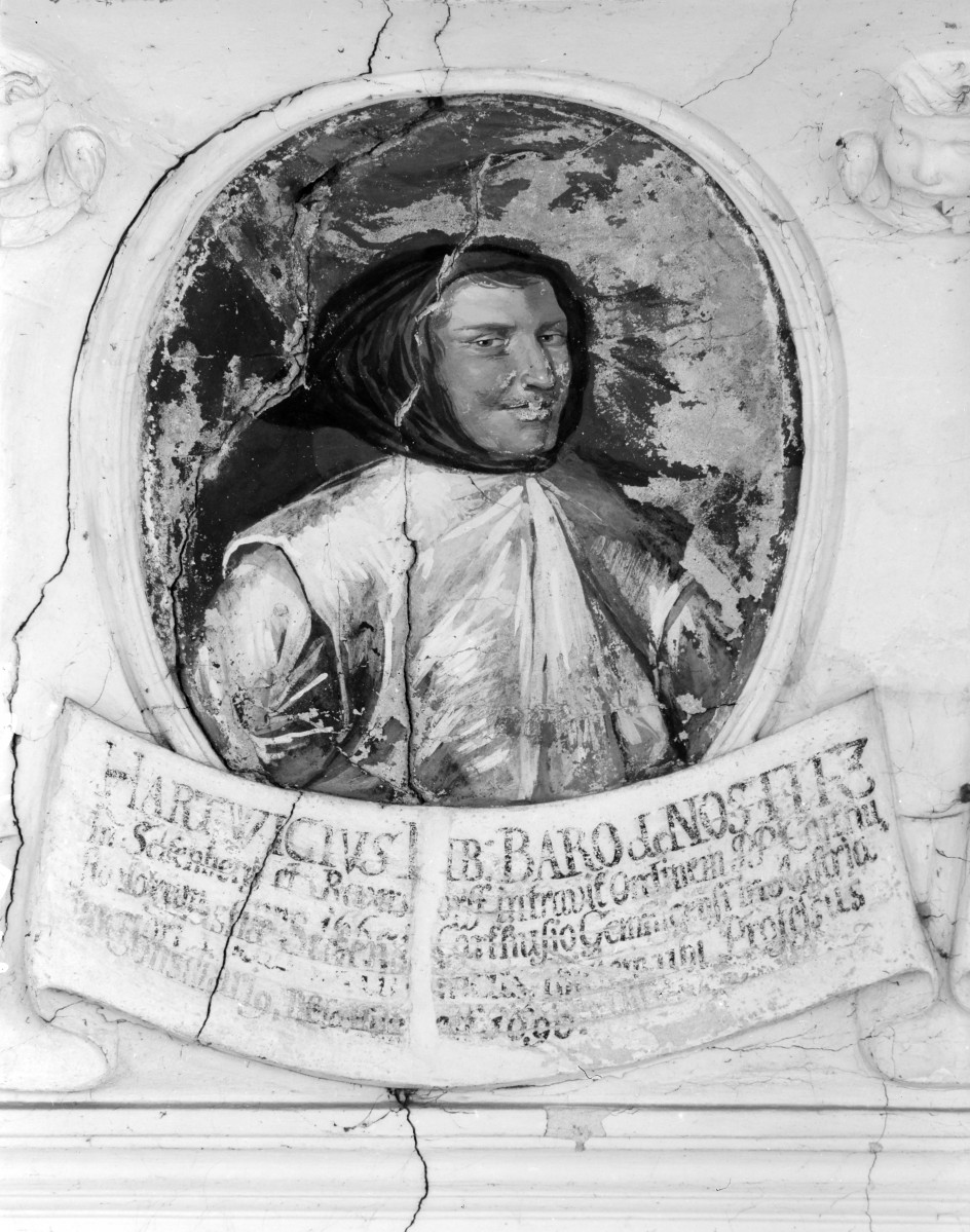 pałac - wnętrze: portret Hartwiga Nostitza w fasecie sali balowej, skan 1