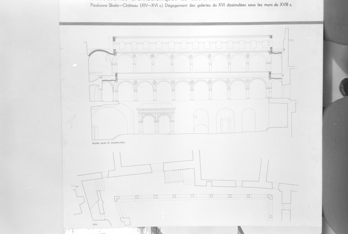 Zamek Pieskowa Skała. Plan odłsoniętych galeryjek z XVI w. , skan 1