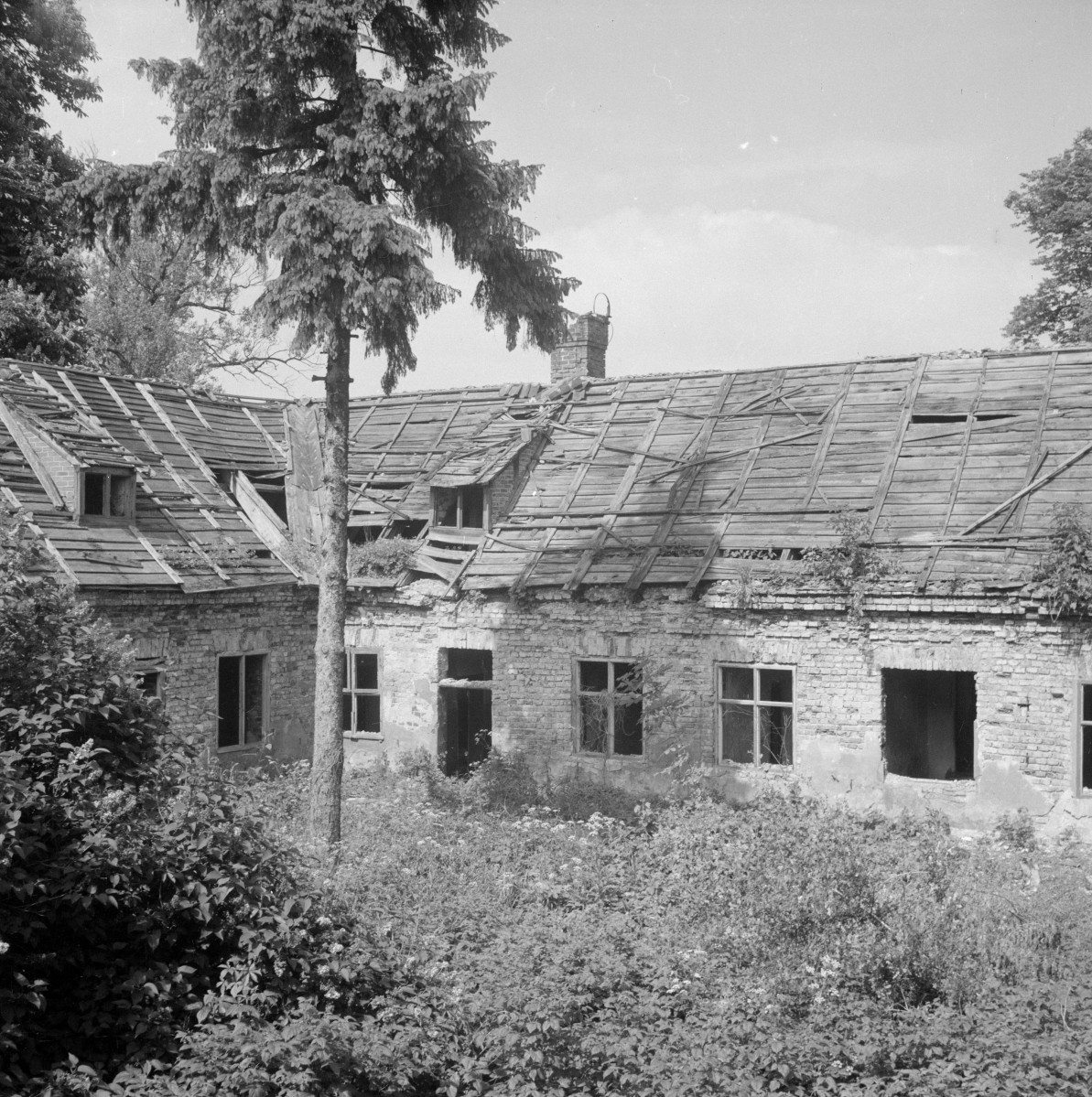 pałac Potockich - elewacja, zniszczenia, skan 1