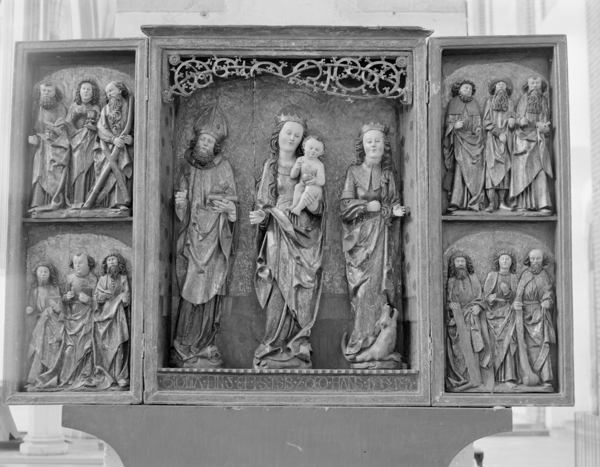 Kościół Najświętszej Marii Panny - wnętrze: Tryptyk Matki Boskiej, Św. Mikołaja i Św. Małgorzaty., skan 1