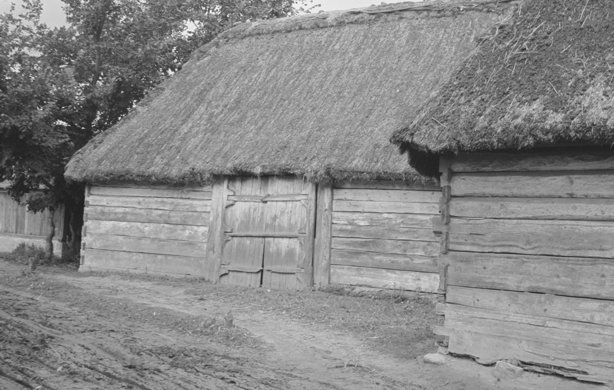 stodoła - elewacja, detal, wrota stodoły, skan 1