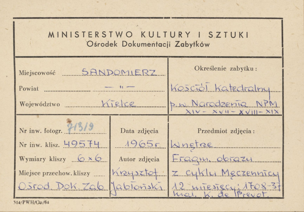 Katedra - wnętrze, obraz "Męczennicy" - fragment - metryczka, skan 1