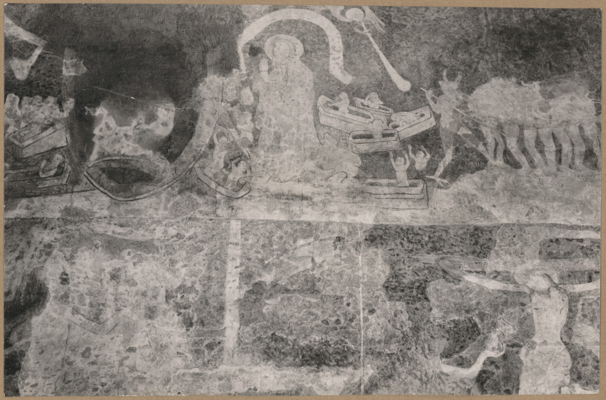 Zespół klasztorny - kościół, wnętrze, prezbiterium,  fragment malowideł ściennych , skan 1