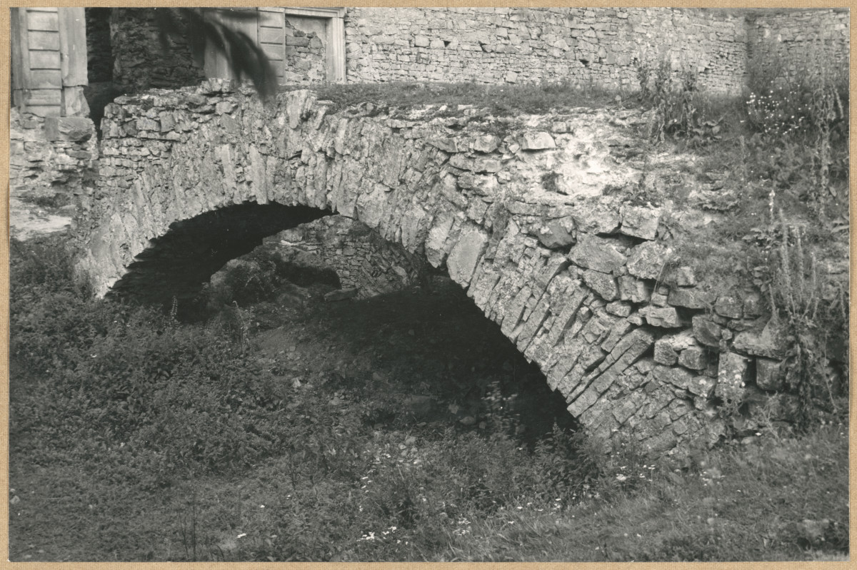 Ruiny zamku  Krzyżtopór  -  most bramny, widok od strony płd. , skan 1