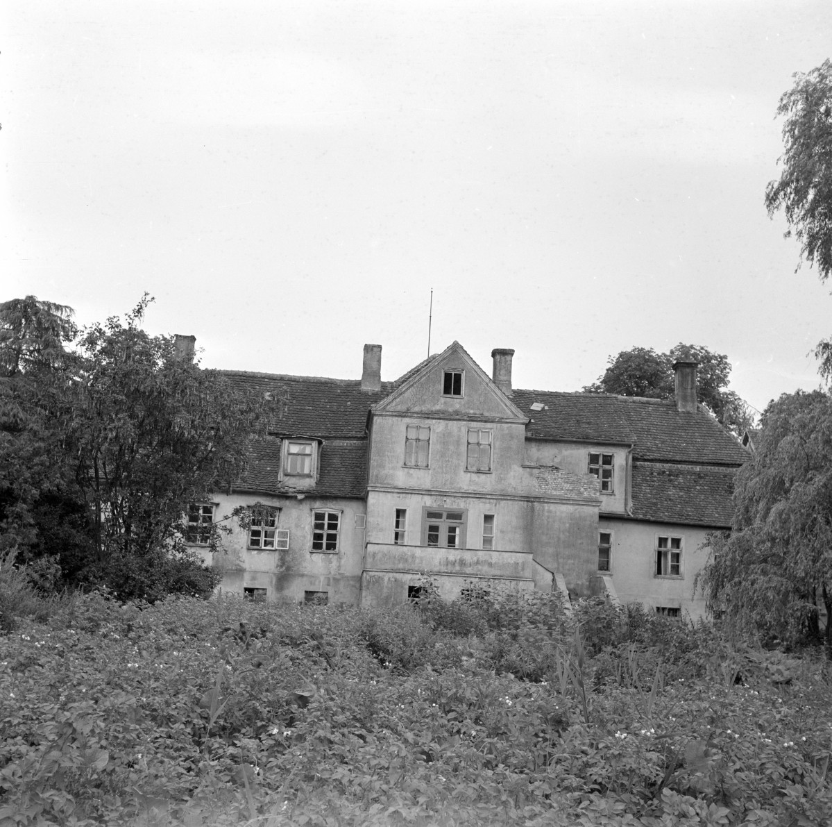 zespół dworski - elewacja od strony ogrodu, skan 1