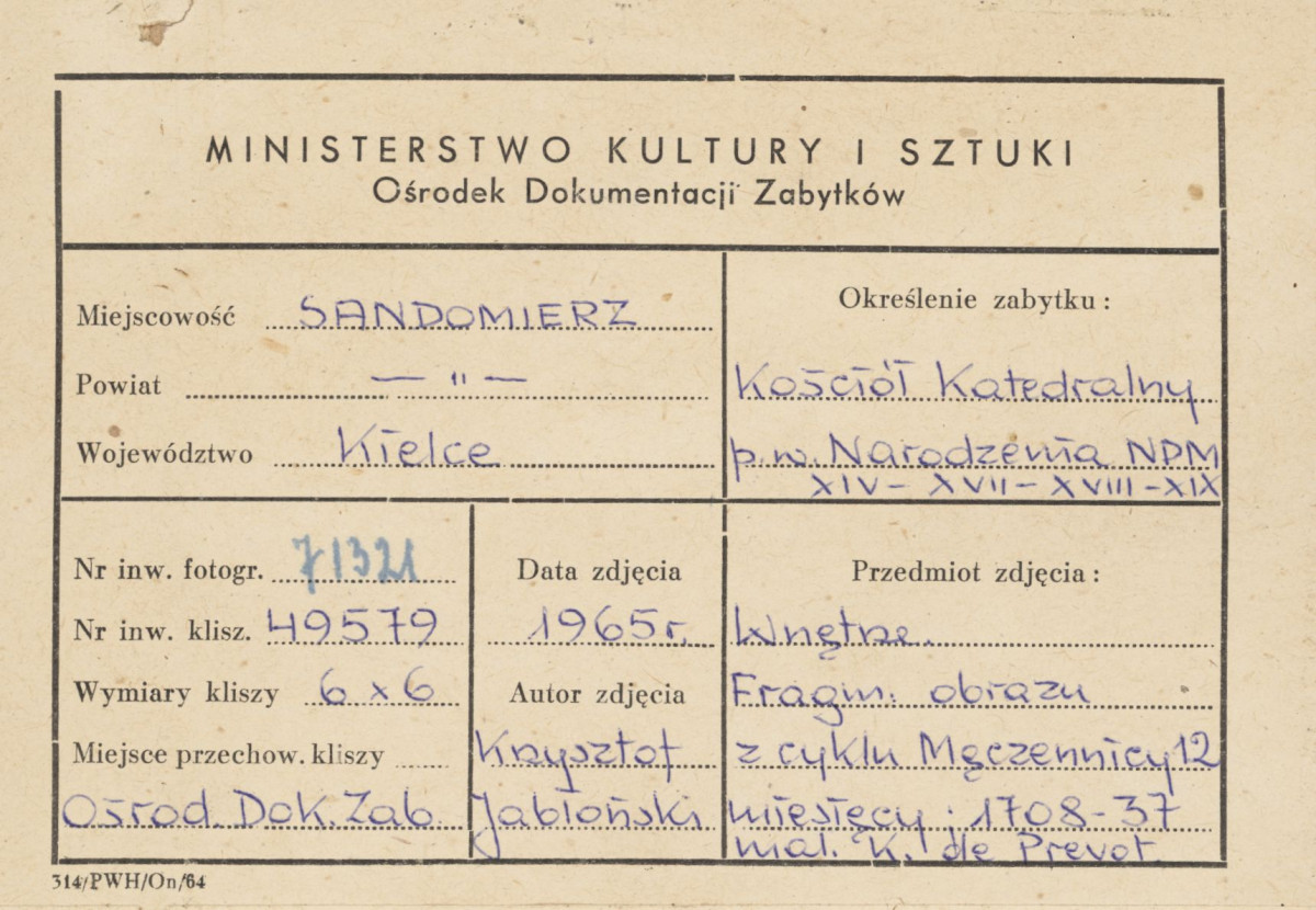 Katedra - wnętrze, obraz "Męczennicy" - fragment - metryczka, skan 1