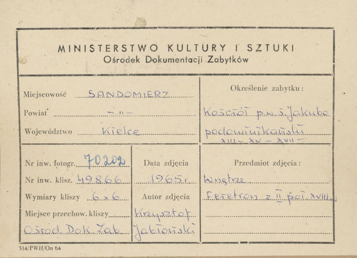  Zespół klasztorny Dominikanów - kościół , feretron z obrazem z przedstawieniem Męczenników - metryczka, skan 1