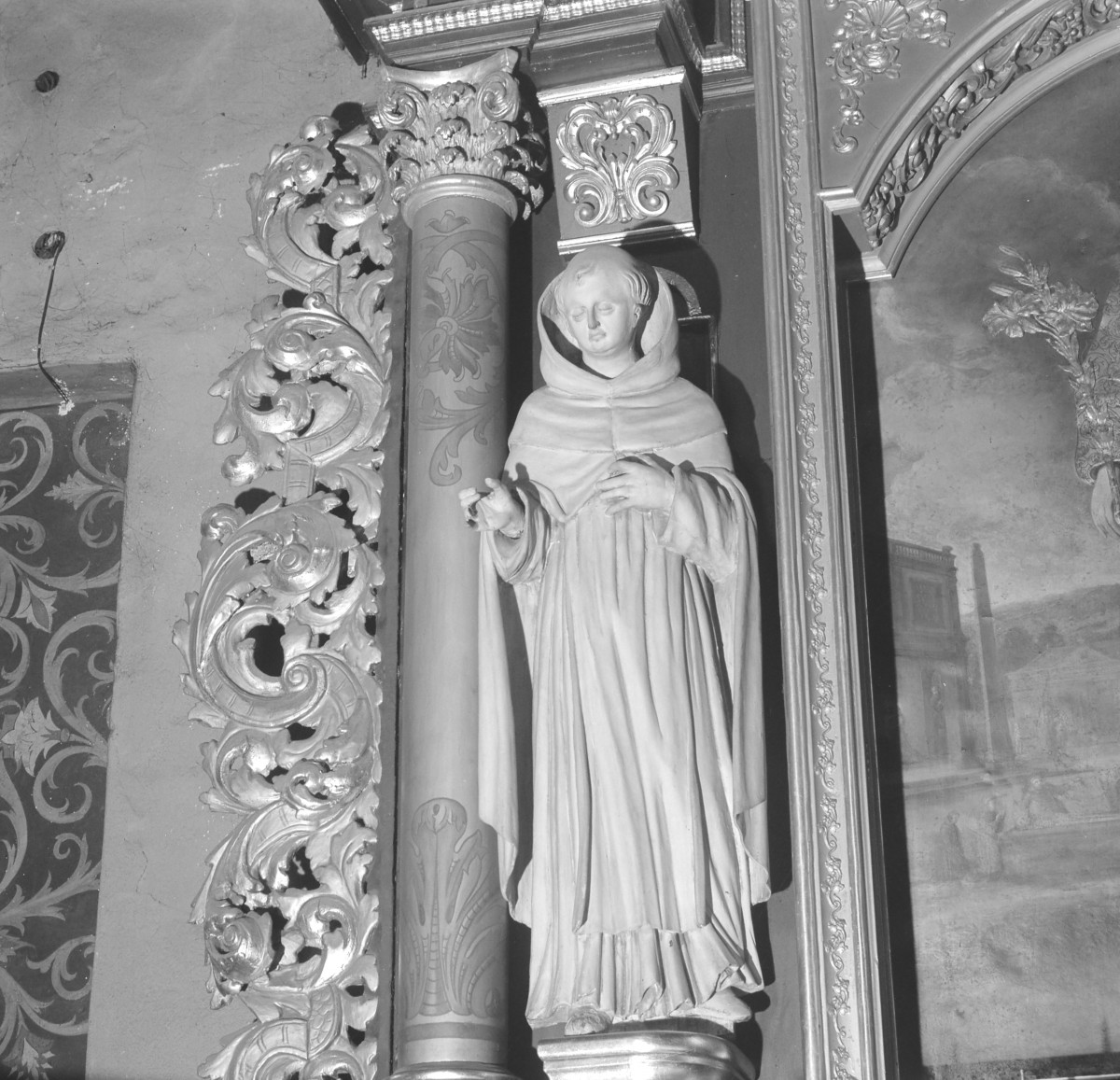 kościół parafialny pw. św.św. Marcina i Mikołaja - rzeźba św. zakonnika z ołtarza św. Antoniego, skan 1