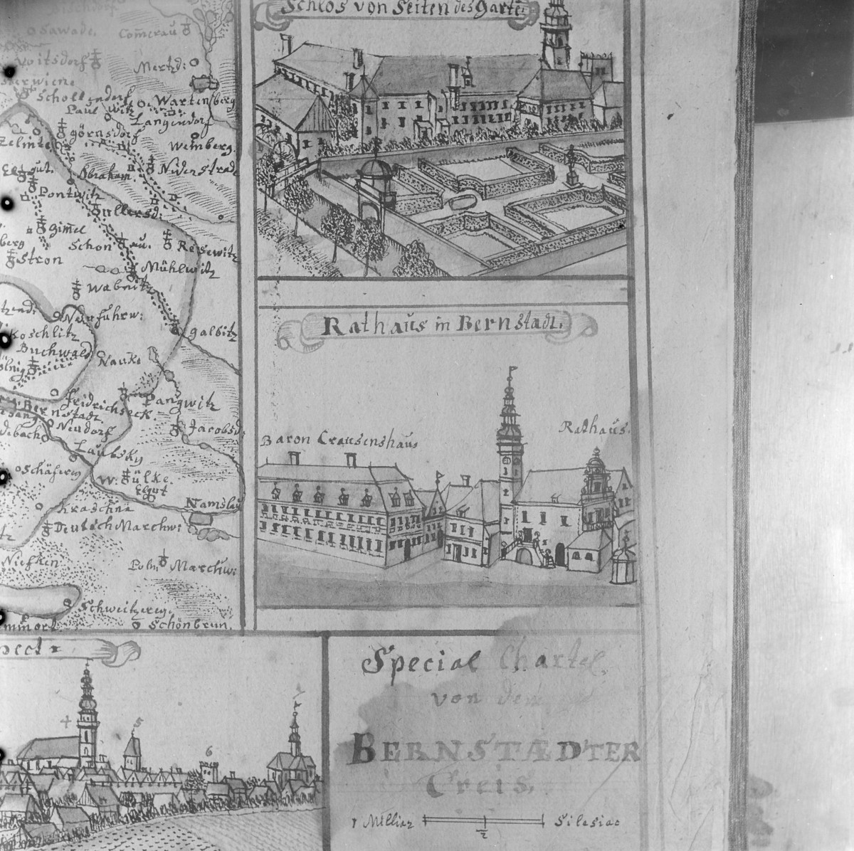 Ratusz. Rycina z "Topografii Śląska" autorstwa Friedricha Bernharda Wernera. , skan 1