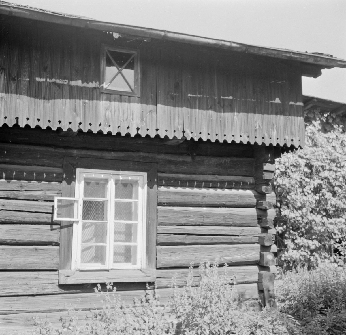 chałupa - elewacja, zabudowa zrębowa, skan 1