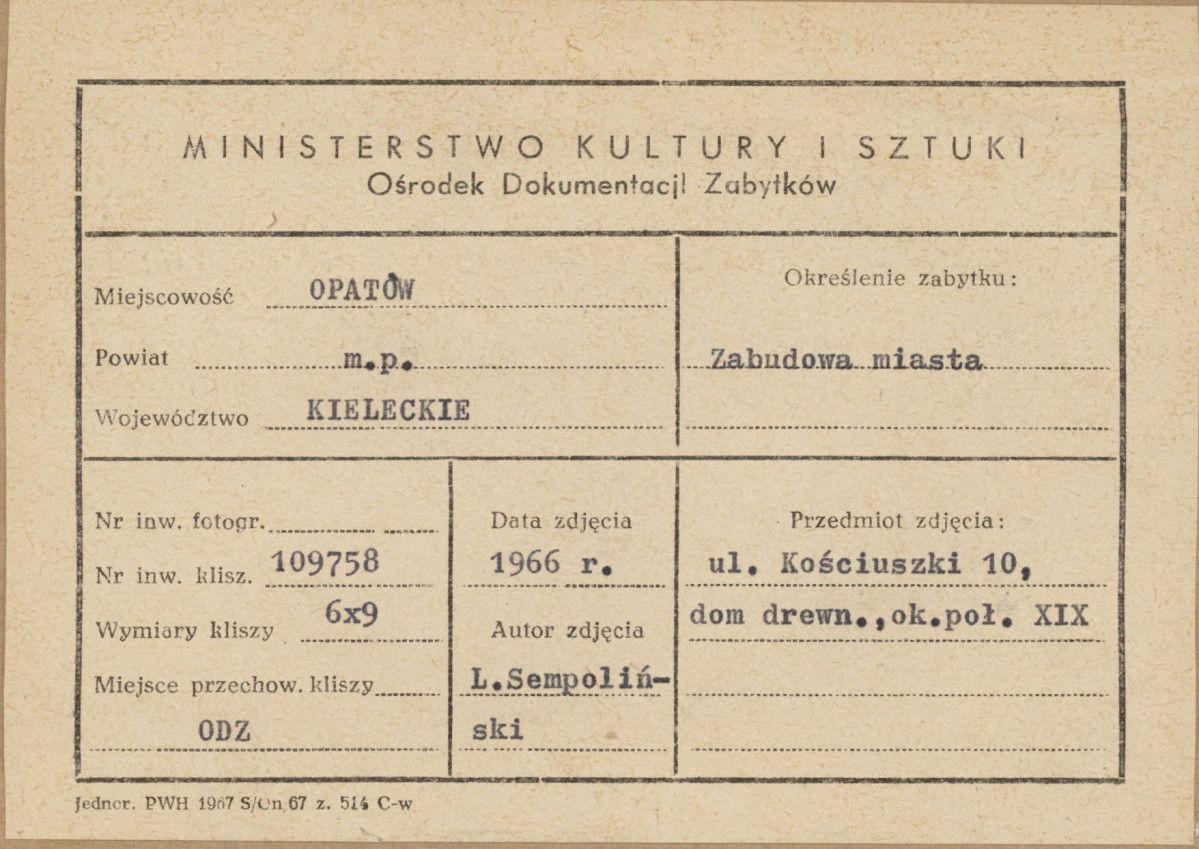 Miasto - widok fragmentu ul. Tadeusza Kościuszki przy Bramie Warszawskiej - metryczka

 , skan 1
