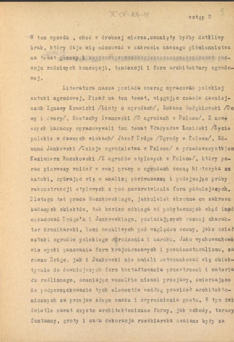 fragment tekstu dotyczący tematu "Ogrody Polskie. Średniowiecze, odrodzenie, barok", wstęp, skan 3