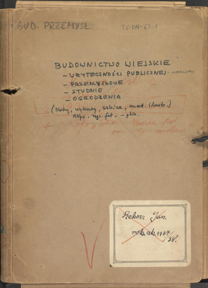 budownictwo wiejskie: użyteczności publicznej - karczmy, przemysłowe, studnie, ogrodzenia (noty, wykazy, szkice, mat. ilustr.), skan 1