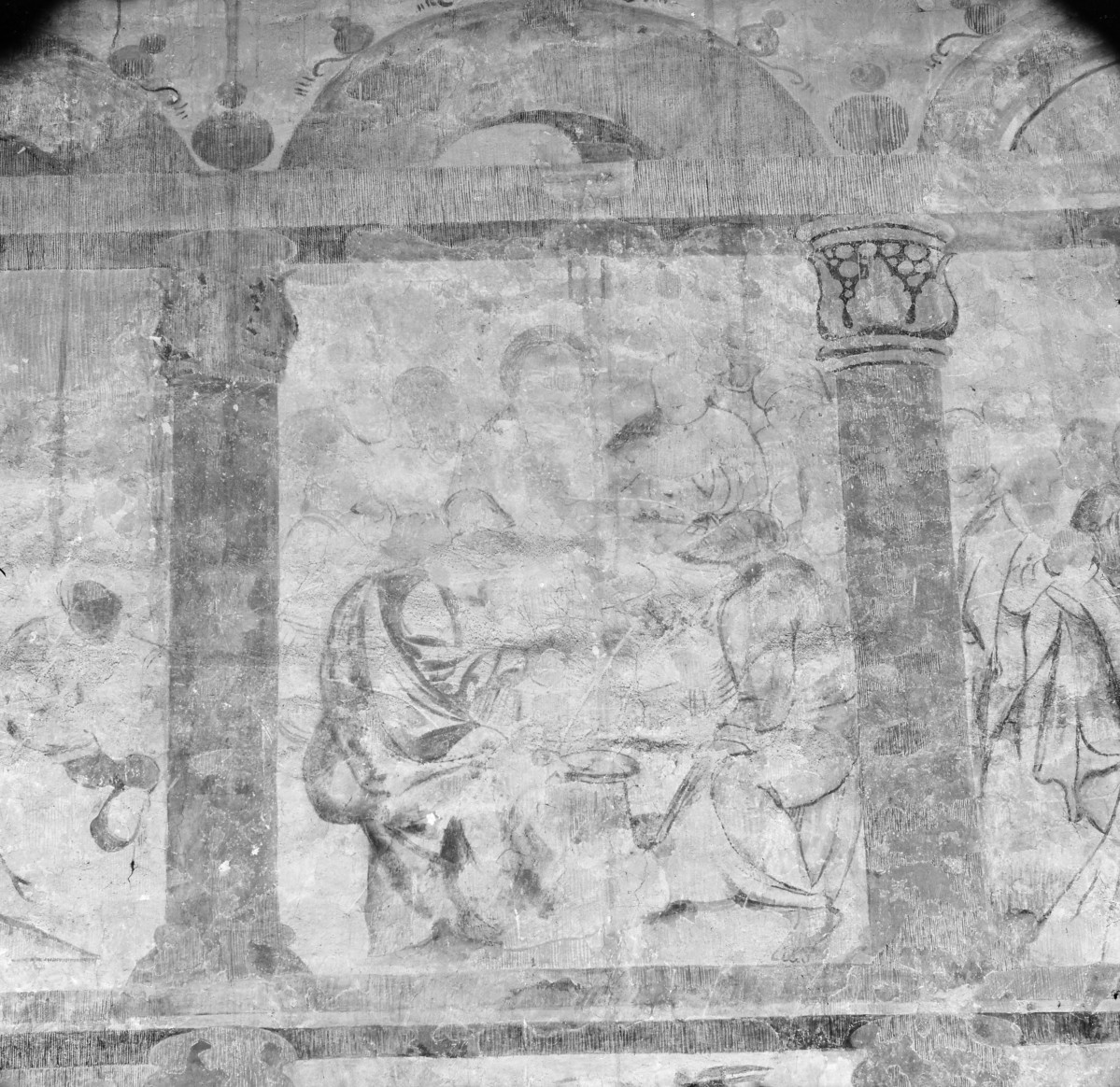 kościół pw. św. Małgorzaty Dziewicy i Męczennicy - wnętrze - nawa główna - ściana północna - polichromia - Cykl Pasyjny - fragment, skan 1