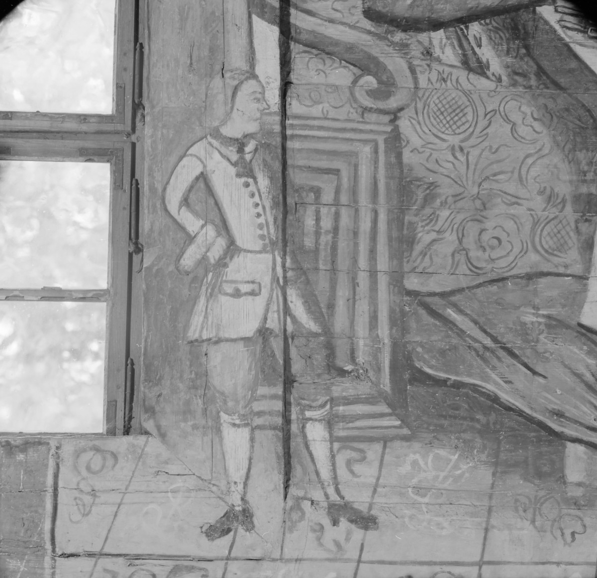 kościół pw. św. Jana Chrzciciela - wnętrze - prezbiterium - ściana południowa -  polichromia - fragment, skan 1