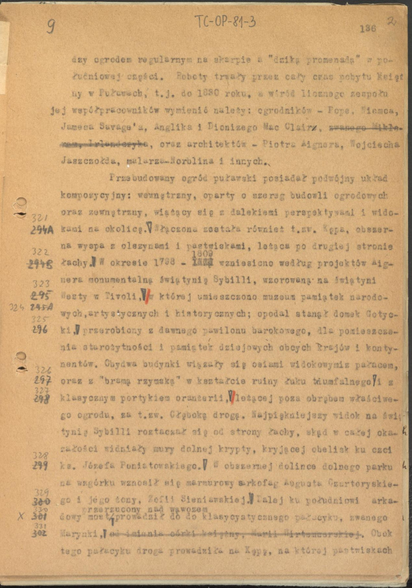 materiał roboczy, tekst zawarty w publikacjach: „Zarys kompozycji” i „Ogrody Polskie” (wyd. 1954, s.158 i dalej), podrozdział „Polskie Ateny”, zatytułowany: "Puławy - Polskie Ateny", skan 2