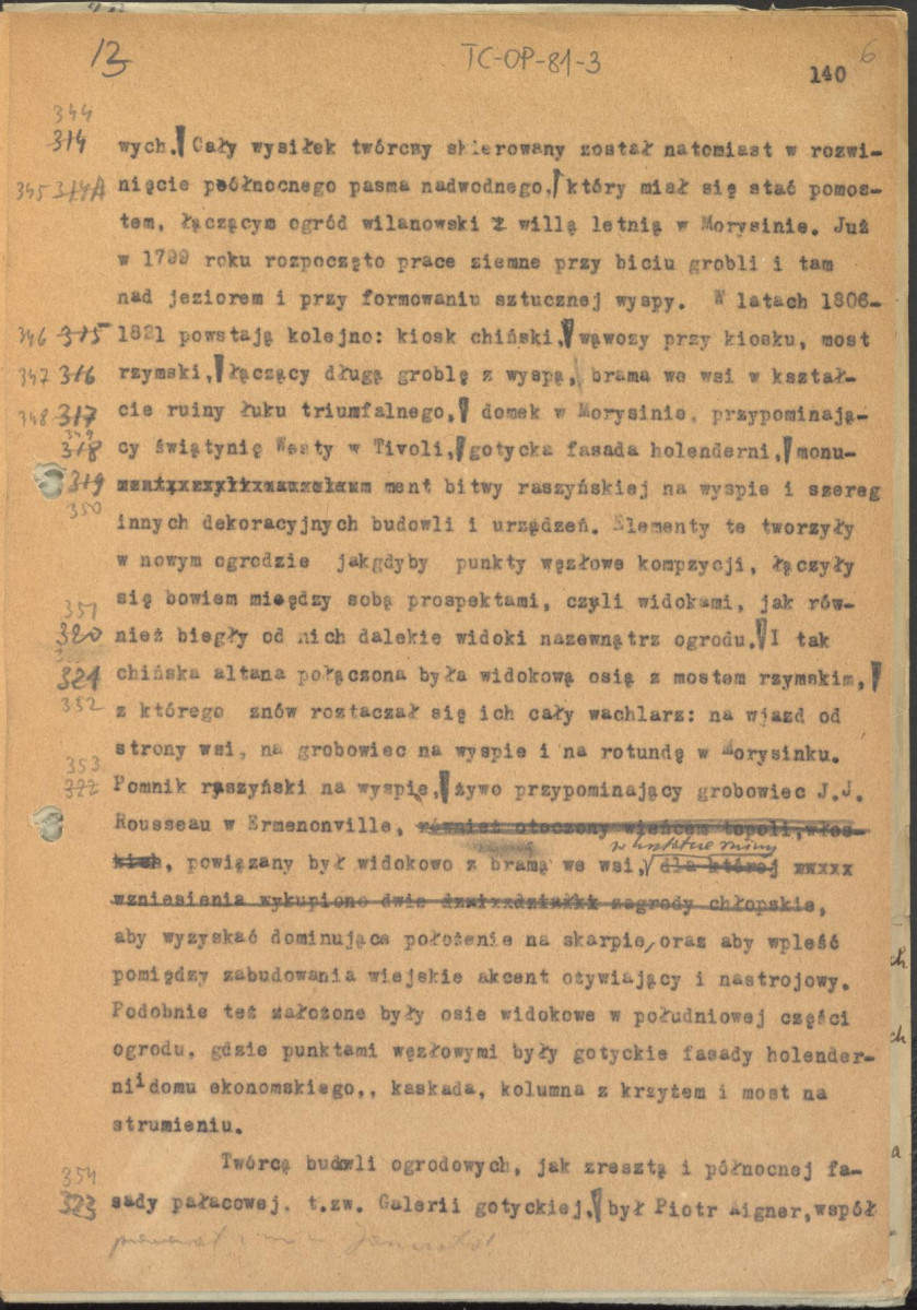 materiał roboczy, tekst zawarty w publikacjach: „Zarys kompozycji” i „Ogrody Polskie” (wyd. 1954, s.158 i dalej), podrozdział „Polskie Ateny”, zatytułowany: "Puławy - Polskie Ateny", skan 6