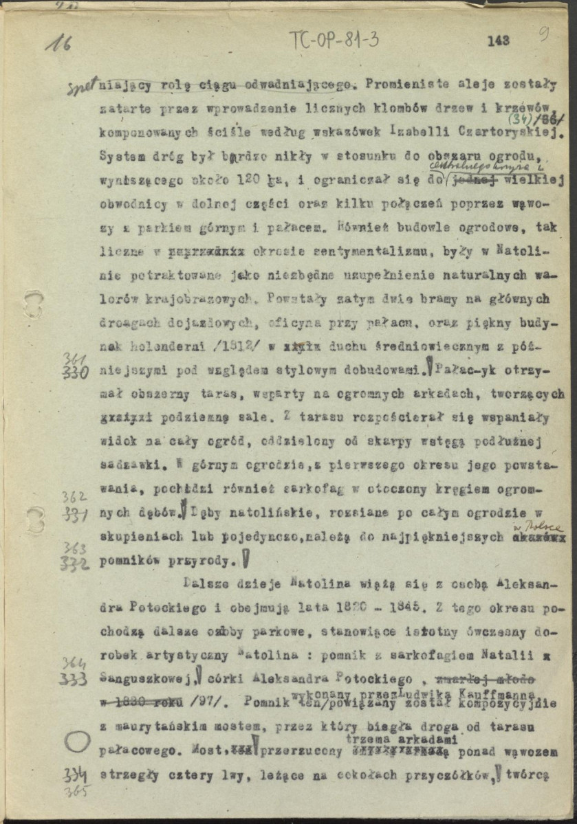 materiał roboczy, tekst zawarty w publikacjach: „Zarys kompozycji” i „Ogrody Polskie” (wyd. 1954, s.158 i dalej), podrozdział „Polskie Ateny”, zatytułowany: "Puławy - Polskie Ateny", skan 10