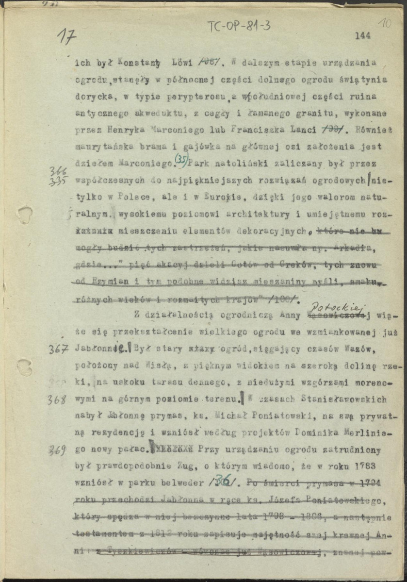 materiał roboczy, tekst zawarty w publikacjach: „Zarys kompozycji” i „Ogrody Polskie” (wyd. 1954, s.158 i dalej), podrozdział „Polskie Ateny”, zatytułowany: "Puławy - Polskie Ateny", skan 11