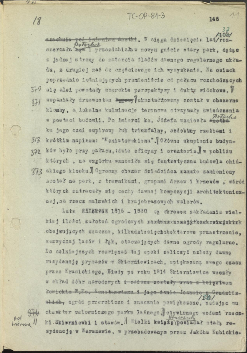 materiał roboczy, tekst zawarty w publikacjach: „Zarys kompozycji” i „Ogrody Polskie” (wyd. 1954, s.158 i dalej), podrozdział „Polskie Ateny”, zatytułowany: "Puławy - Polskie Ateny", skan 12