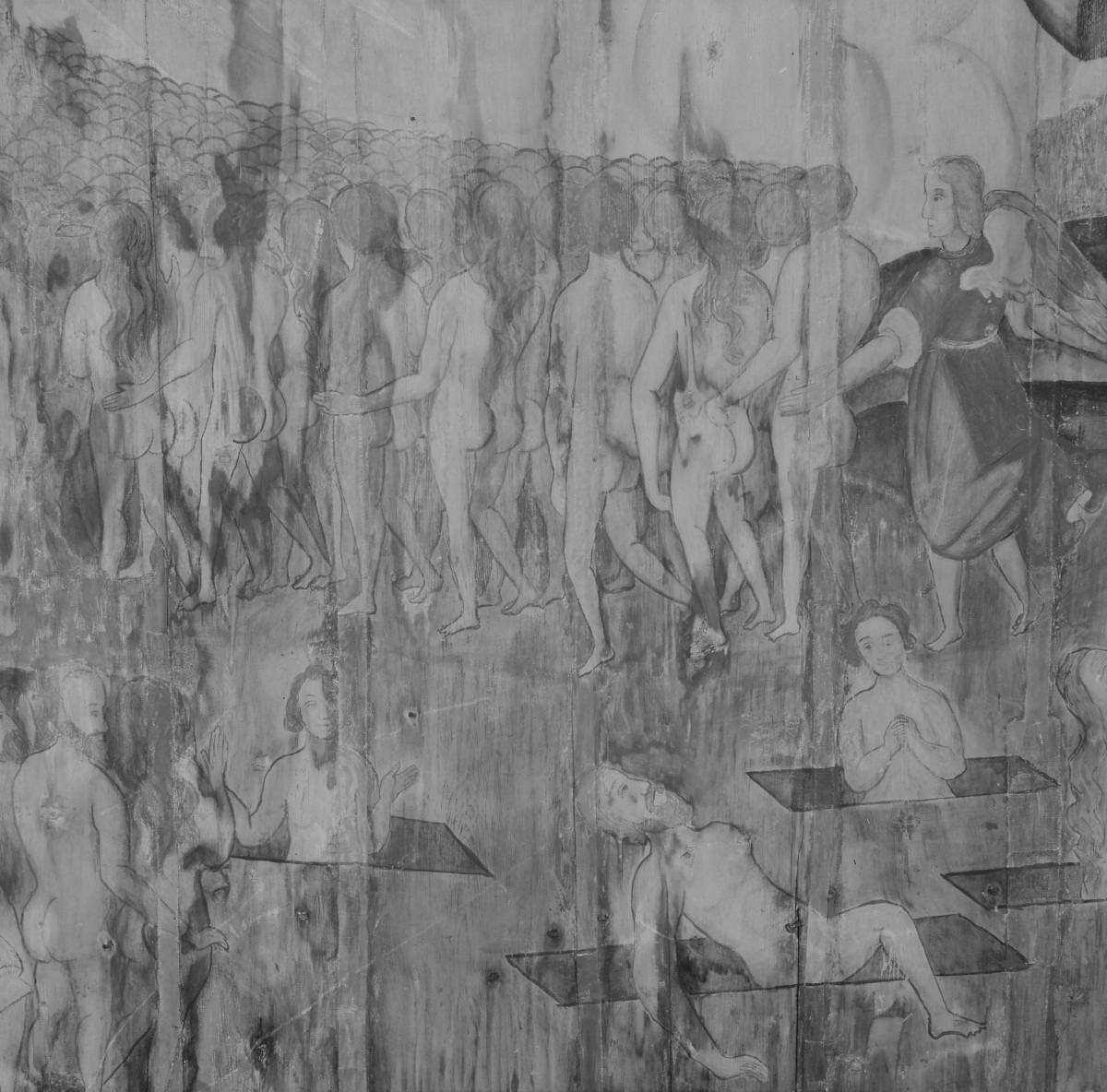 kościół pw. św. Elżbiety Węgierskiej - wnętrze - nawa główna - strop - polichromia -  Sąd Ostateczny - fragment, skan 1