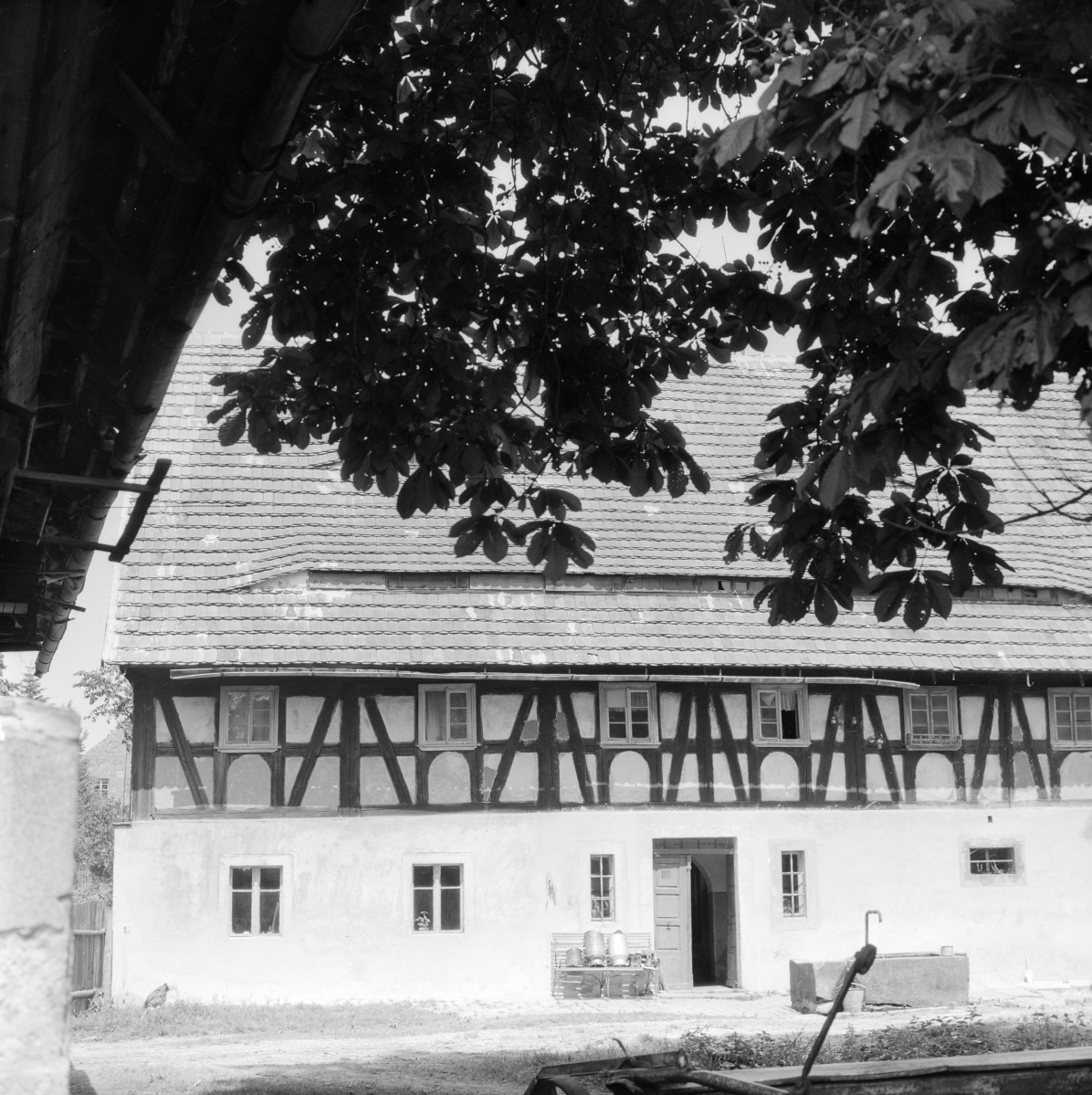 zespół zagrodowy - dom nr. 25 / stodoła - elewacja frontowa - fragment, skan 1