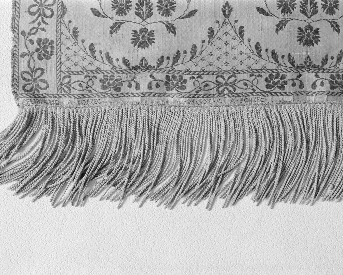 Muzeum Narodowe - zbiory - pas jedwabny czterostronny - Korzec /Franciszek Selimand 1791 rok/ - głowa i wciąża /fragment/ - sygnatura, skan 1