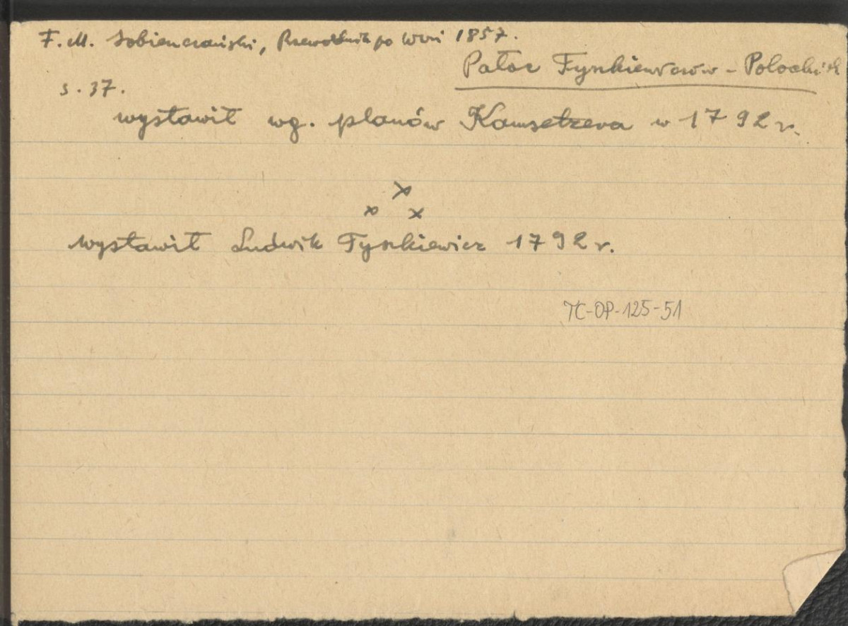 zwięzły wypis z F.M. Sobieszczański "Przewodnik po Warszawie" 1857, na temat warszawskiego Pałacu Tyszkiewiczów - Potockich, skan 1