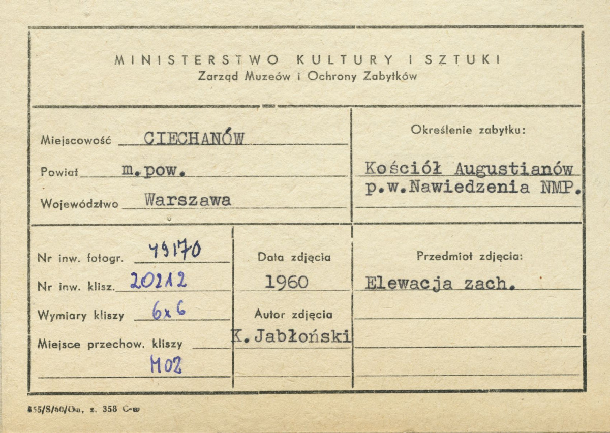 Kościół klasztorny - widok od strony zach. na fasadę - metryczka, skan 1