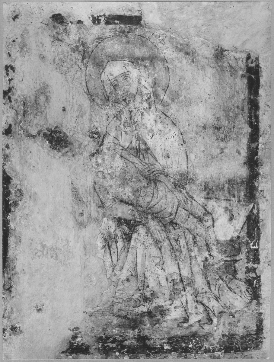 Zespół opactwa - kościół, kaplica św. Krzyża, fragment polichromii na ścianie płn. , skan 1