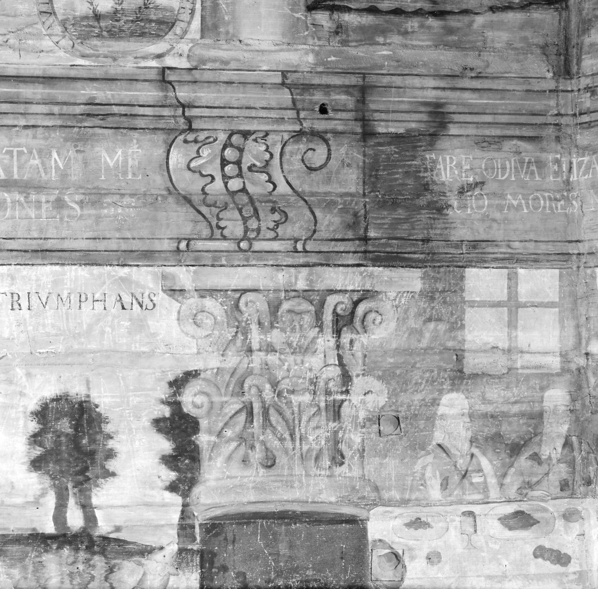 kościół pw. św. Elżbiety Węgierskiej - wnętrze - prezbiterium - ściana północna - polichromia - fragment, skan 1