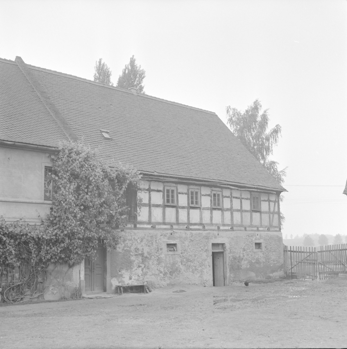 zespół zagrodowy - dom nr. 52 / stodoła - elewacja frontowa - fragment, skan 1