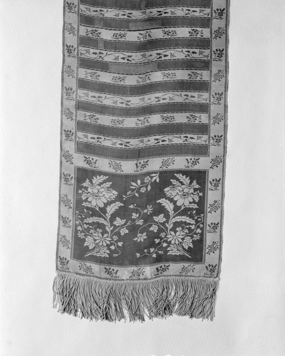 Muzeum Narodowe - zbiory - pas jedwabny dwustronny - Gdańsk - przedmieście Szydłowiec /PC Salzhuber 1793 rok/ - głowa i wciąża /fragment/ - awers, skan 1