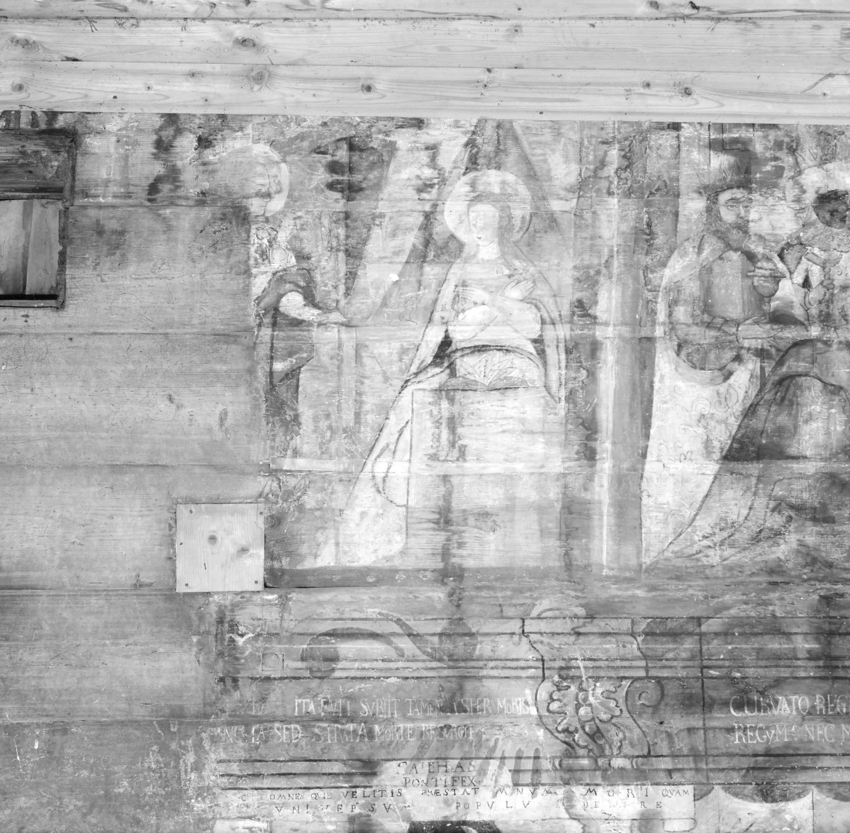 kościół pw. św. Elżbiety Węgierskiej - wnętrze - nawa główna - ściana północna - polichromia - Chrystofania Marii, skan 1