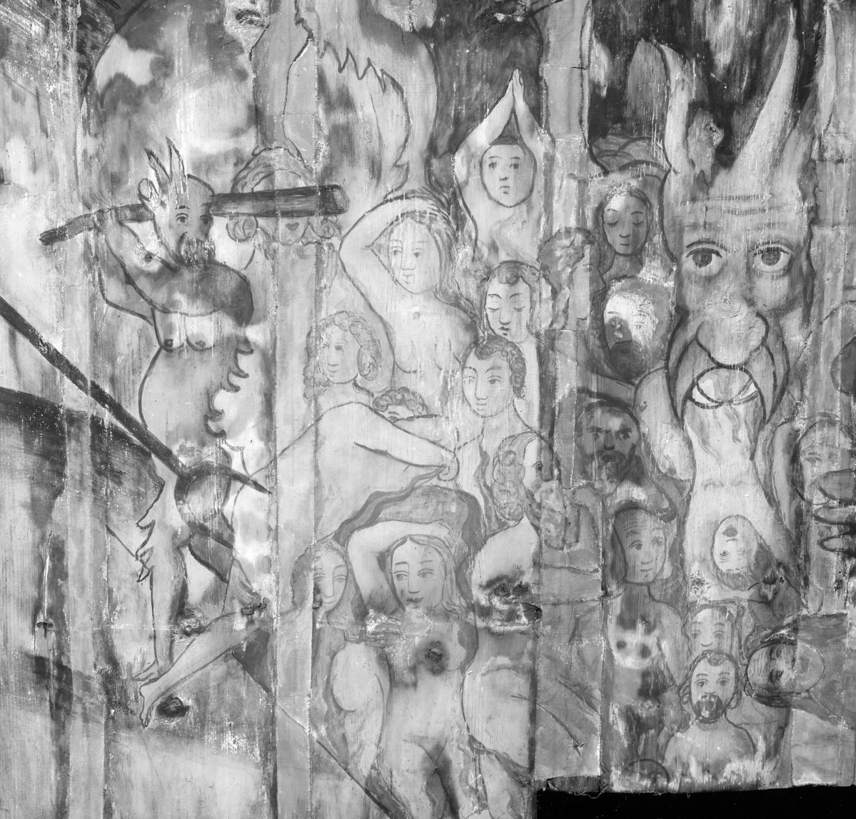 kościół pw. św. Elżbiety Węgierskiej - wnętrze - nawa główna - strop - polichromia -  Sąd Ostateczny - fragment, skan 1