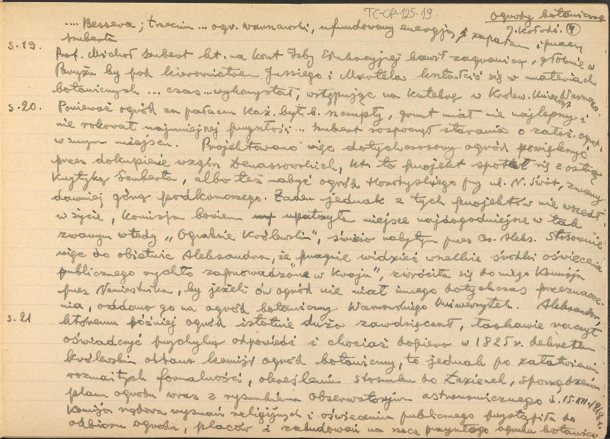 wypis z pracy Kołodziejczyk J., Ogrody botaniczne w Warszawie, Warszawa 1918, na temat roślin ogrodowych oraz historycznych planów różnych założeń ogrodów botanicznych w Warszawie, skan 4