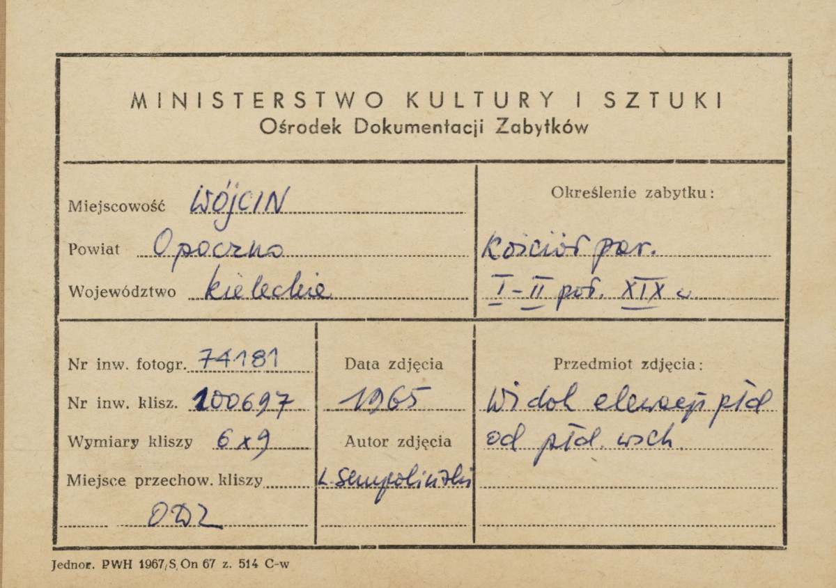 Kościół parafialny - widok elewacji płd. od strony płd. - wsch. - metryczka, skan 1