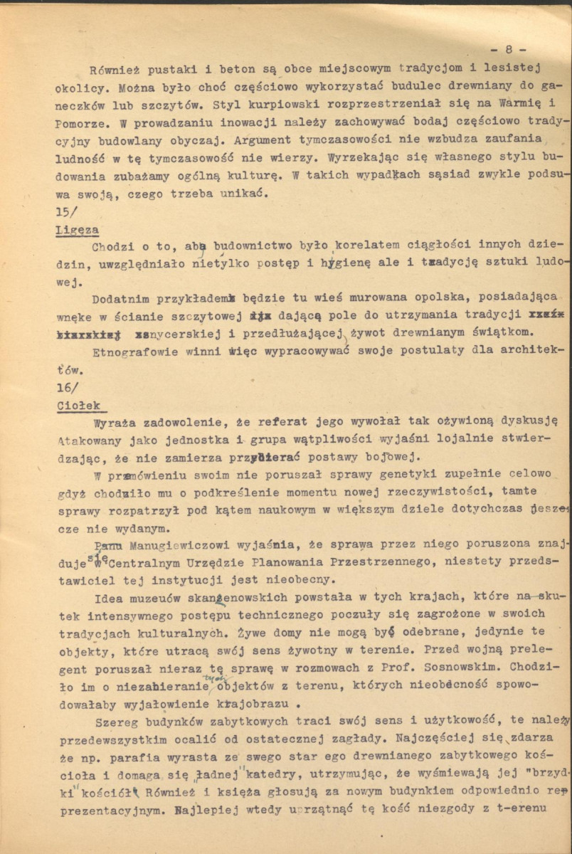 referat i dyskusja nt. budownictwa ludowego w Polsce z uwzględnieniem planowania wsi współczesnych, skan 9