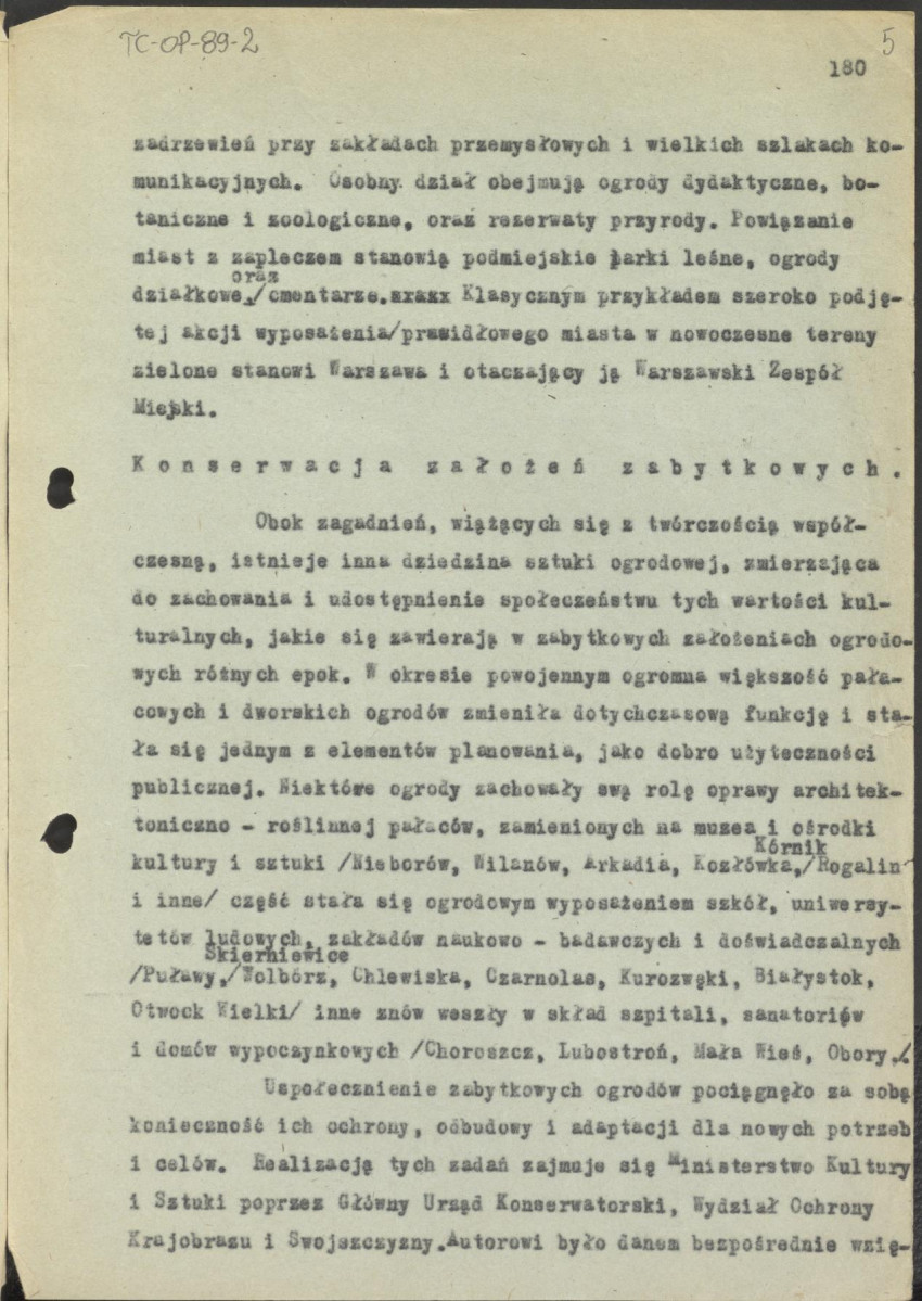 kolejna wersja tekstu do rozdziału VII z publikacji "Ogrody Polskie", skan 5