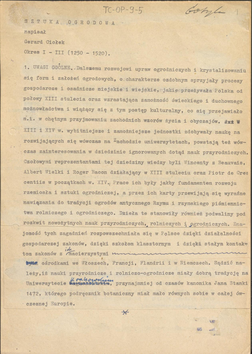 tekst, materiał roboczy do tematu: „”Sztuka ogrodowa (…) okras I-III (1250-1520) Gotyk, skan 1